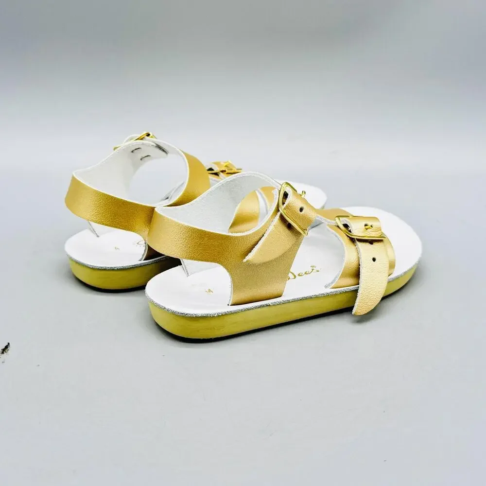 Sun San Sandal Girls 4c Gold Leather Sea Wee Ankle Buckle Strap Toddler Baby